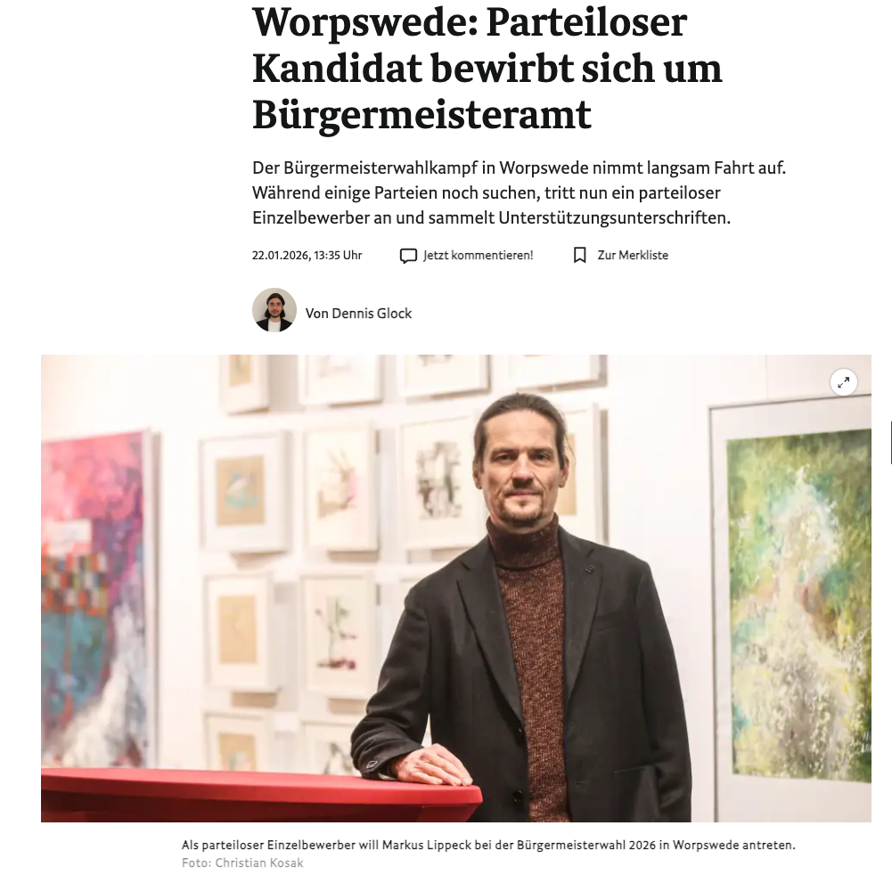 Worpswede: Parteiloser Kandidat bewirbt sich um Bürgermeisteramt